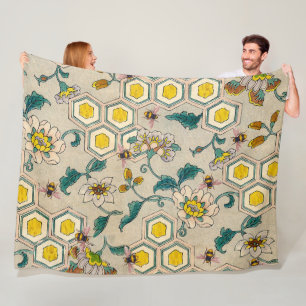 HONEY BIES, RINDFLEISCH, BLUMENBLUMEN FLEECEDECKE