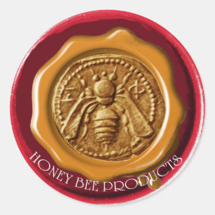HONEY BIEY BEEKEEPER BEEKEEPING RED BROWN WAX SIEG RUNDER AUFKLEBER