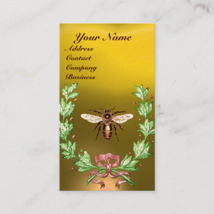 HONEY BIEY BEEKEEPING WREATH RED WAX SIEGEL MONOGR VISITENKARTE