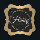 Honey Black and Gold Elegante Script hangtag Geschenkanhänger<br><div class="desc">Elegantes Schwarz-Gold-Honey-Label mit metallischem Goldgradientenrand.</div>