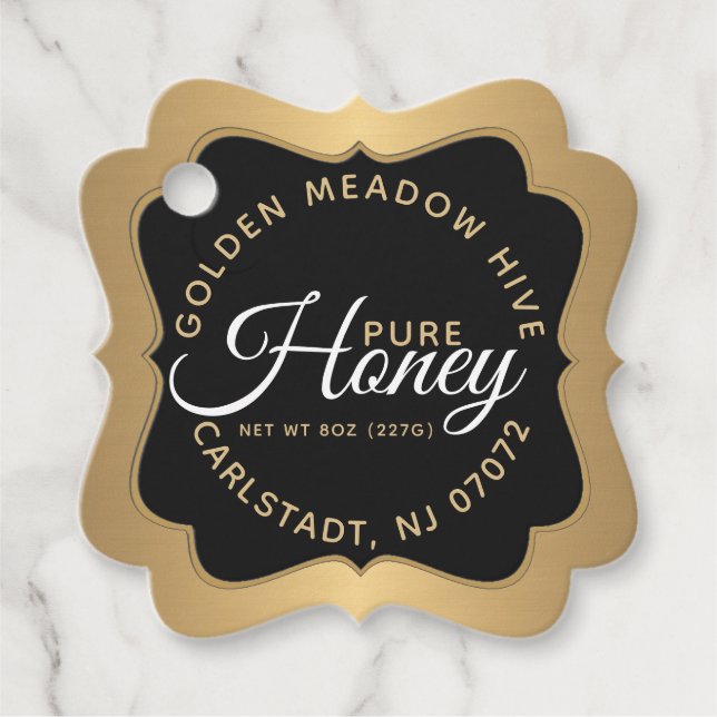 Honey Black and Gold Elegante Script hangtag Geschenkanhänger (Vorderseite)