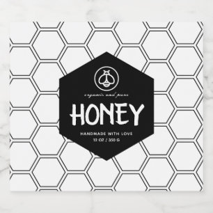 Honey Black & White Product Jar Label Bierflaschenetikett