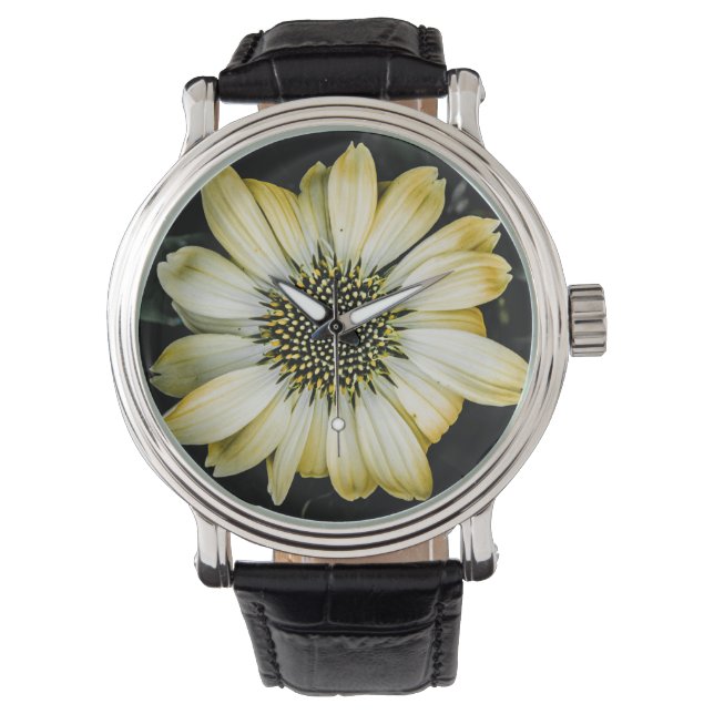 Honey Blossom Gelbblütenblume Armbanduhr (Vorderseite)