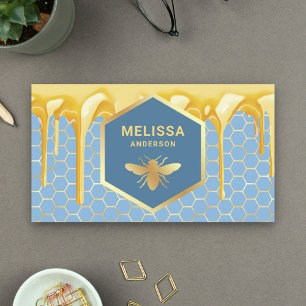 Honey Blue Gold Honeycomb Honey Bee Driving Visitenkarte