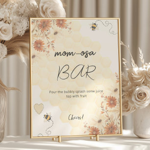 Honey Boho Wildblume Baby Shower Mama-osa Bar Poster