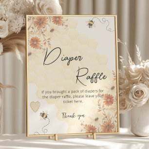 Honey Boho Wildblume Babydusche Windelwanne Raffle Poster
