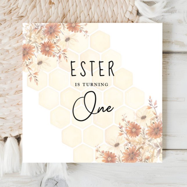 Honey Boho Wildblume Gender Neutral Geburtstag Serviette (Von Creator hochgeladen)