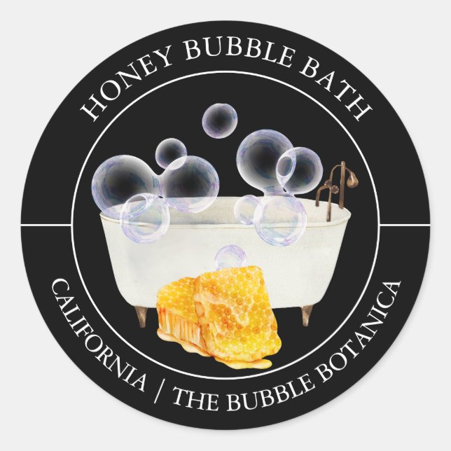 Honey Bubble Bath-Label Runder Aufkleber (Vorderseite)