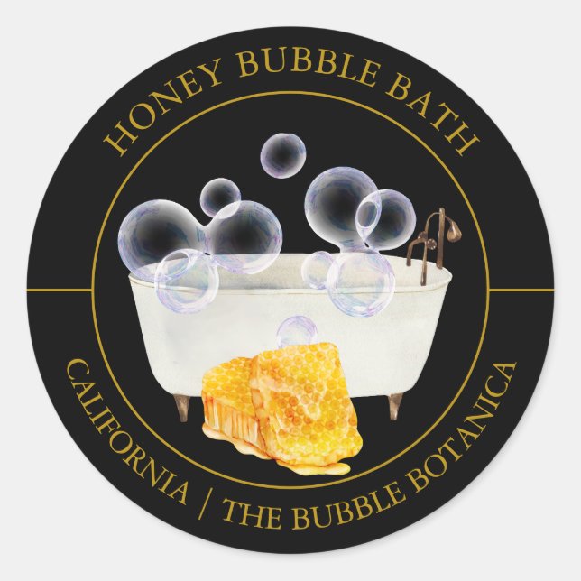 Honey Bubble Bath-Label Runder Aufkleber (Vorderseite)
