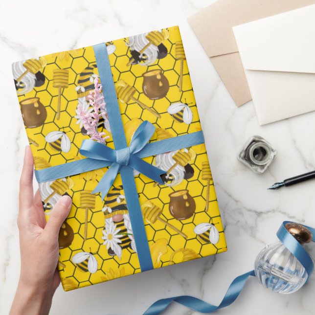 Honey Bumble Bee Gnome Pattern Geschenkpapier (Schenken)