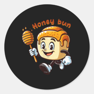 Honey Bun Valentinstag Süßes Gebäck Dessert Zimt  Runder Aufkleber
