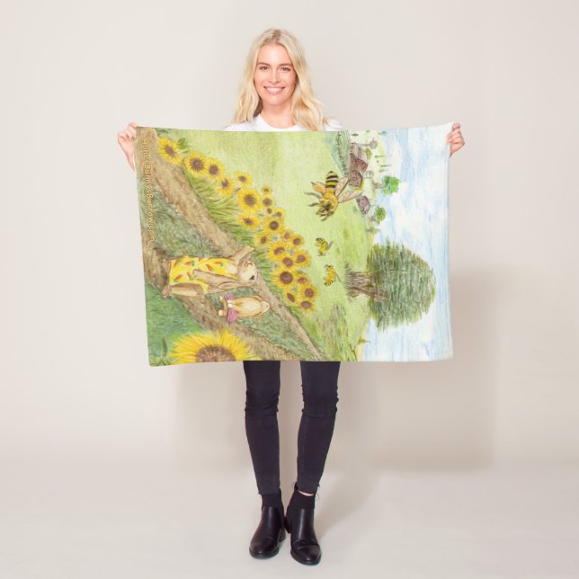 Honey Bunny trifft die Honigbienen Fleecedecke (Beispiel)