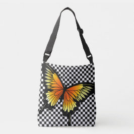 Honey Butterfly Schachbrett Cross Body Toop Bag Tragetaschen Mit Langen Trägern