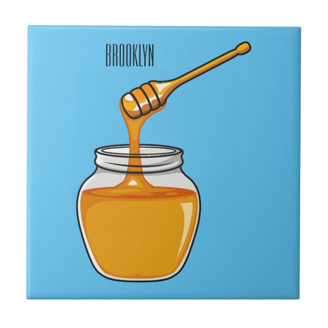 Honey Cartoon Illustration Fliese (Vorderseite)