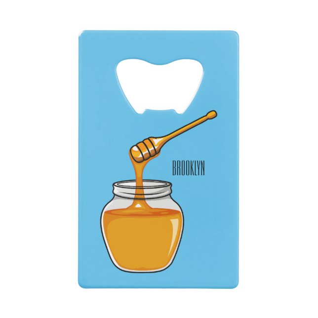 Honey Cartoon Illustration Geldbeutel Flaschenöffner (Vorderseite)
