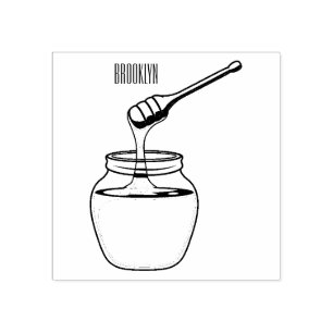 Honey Cartoon Illustration Gummistempel