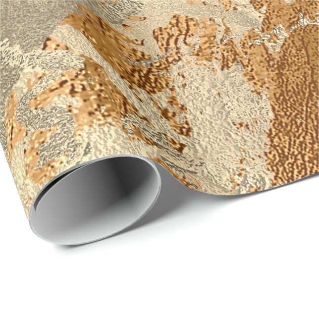 Honey Champaigne Gold Marble Shiny Metallic Stroke Geschenkpapier (Rolleneckpunkt)