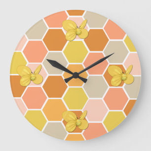 Honey Comb Bumble Bee Wall Clock Große Wanduhr