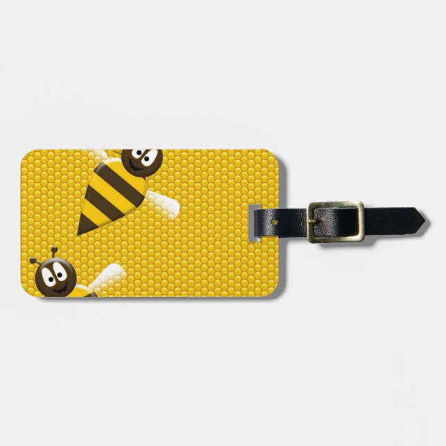 Honey Comb Yellow Gold Bees Art Gepäckanhänger (Vorderseite horizontal)