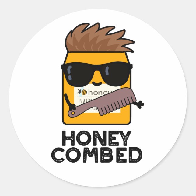 Honey Combed Funny Honey Pun Runder Aufkleber (Vorderseite)