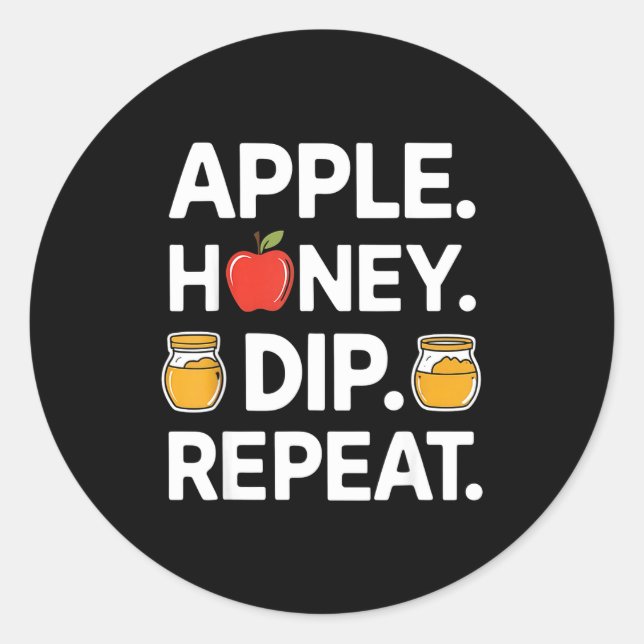 Honey Dip Repeat Funny Rosh Hashanah Jewish New Ye Runder Aufkleber (Vorderseite)