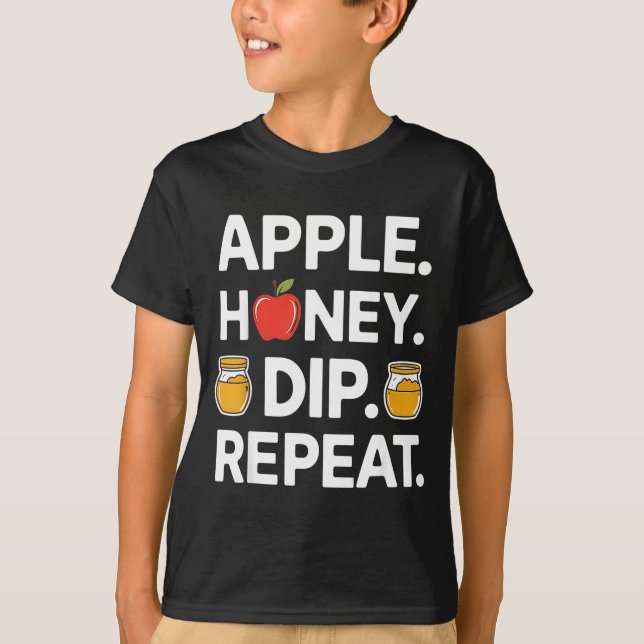 Honey Dip Repeat Funny Rosh Hashanah Jewish New Ye T-Shirt (Vorderseite)