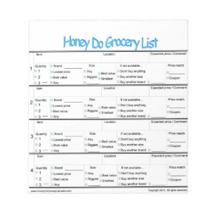 Honey Do Lebensmittelliste .. Notizblock