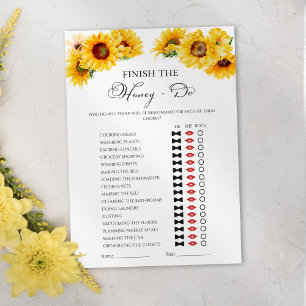 Honey Do List Fall Floral Brautparty Game Card Einladung