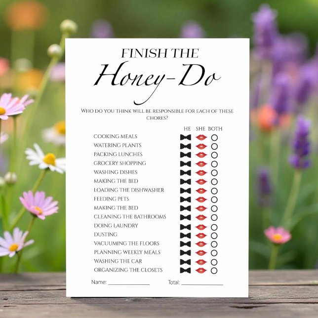 Honey Do List Minimalistisch Brautparty Game Card Einladung (Von Creator hochgeladen)