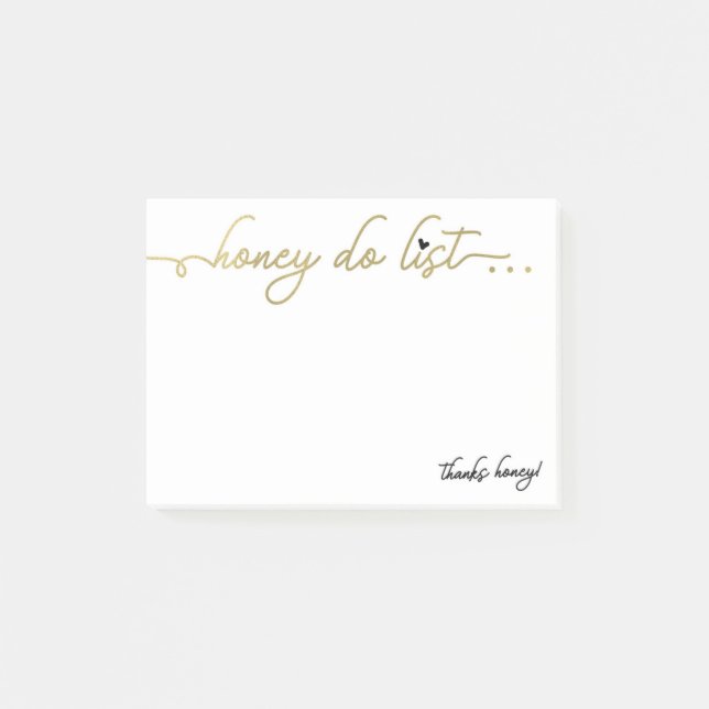 Honey Do List Notepad, Imitats Gold Paint, Herz Post-it Klebezettel (Vorderseite)