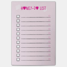 Honey Do List Pink Hearts Checklist Ehefrau Husban Post-it Klebezettel