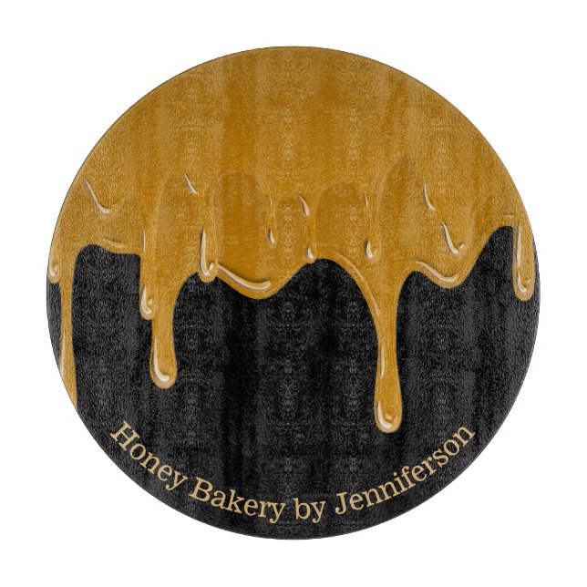 Honey Drip Sweets Bakery Gold Black Set Schneidebrett (Vorderseite)