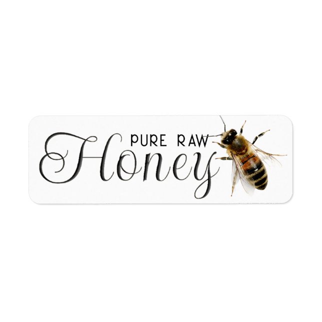 Honey Embossed Text Realistic Bee on White (Vorne)