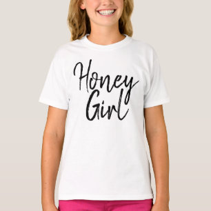 Honey Girl Typografie Black & White Girl Kinder T-Shirt