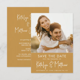 Honey Gold Fun Script Modernes Foto Hochzeit Save The Date