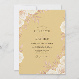 Honey Gold Pfingstrosen-Hochzeit Einladung