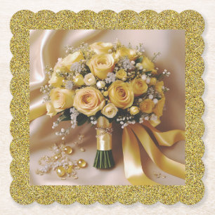 Honey Gold Terrazzo Rose Hochzeitspapier Untersetz Untersetzer