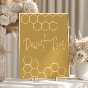 Honey Golden Beige Babydusche Dessert Bar Poster