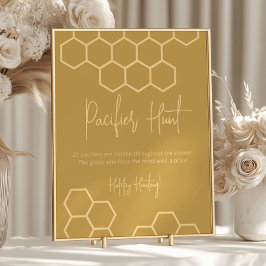 Honey Golden Beige Babydusche Schnuller Hunt Sign Poster