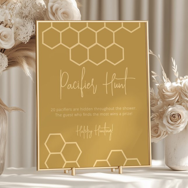 Honey Golden Beige Babydusche Schnuller Hunt Sign Poster (Von Creator hochgeladen)