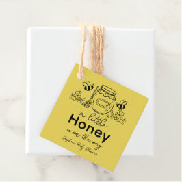 Honey Hand-drawn Jar & Bees Yellow Baby Shower Geschenkanhänger