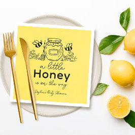 Honey Hand-drawn Jar Bees Yellow Baby Shower Serviette