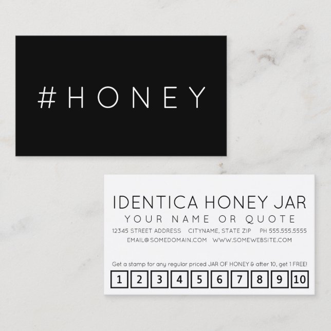 #HONEY Hashtag Loyalitätskarte Treuekarte (Vorne/Hinten)