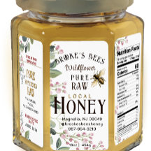 Honey HEX PANEL handbemalt Biene & Blume 16oz JAR