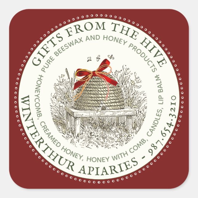 Honey Holiday Sticker for Bags Baskets Box Red (Vorderseite)