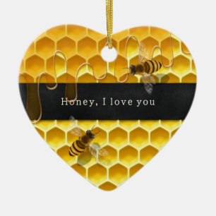 "Honey, Ich Liebe dich" Bienen & Honeycomb Custom Keramik Ornament