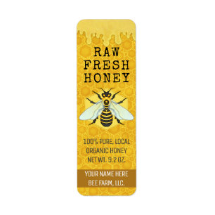 Honey Jar Bee Labels   Honigbiene Honeycomb Apiary