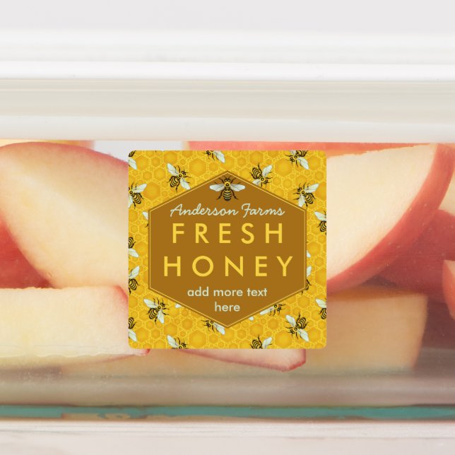 Honey Jar Bees and Honeycomb Apiary Farm Business Etiketten (Befestigt)