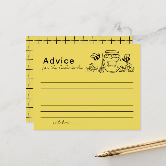 Honey Jar & Bees Bridal Shower Advice Card (Vorderseite/Rückseite Beispiel)