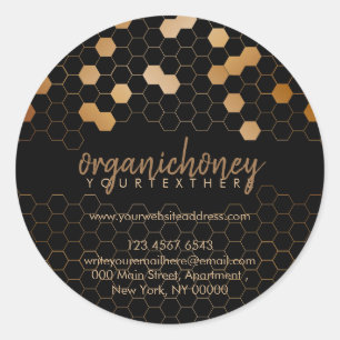 Honey Jar Beewax Candle Gold Honeycomb Runder Aufkleber